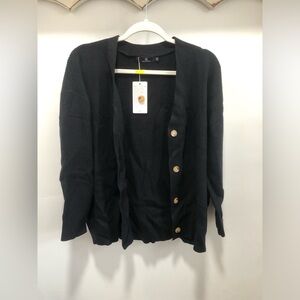 Elegant Black Button-Up Cardigan